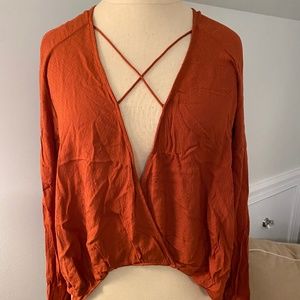Silence+Noise Burnt Orange Blouse/Cover-up Top (S)